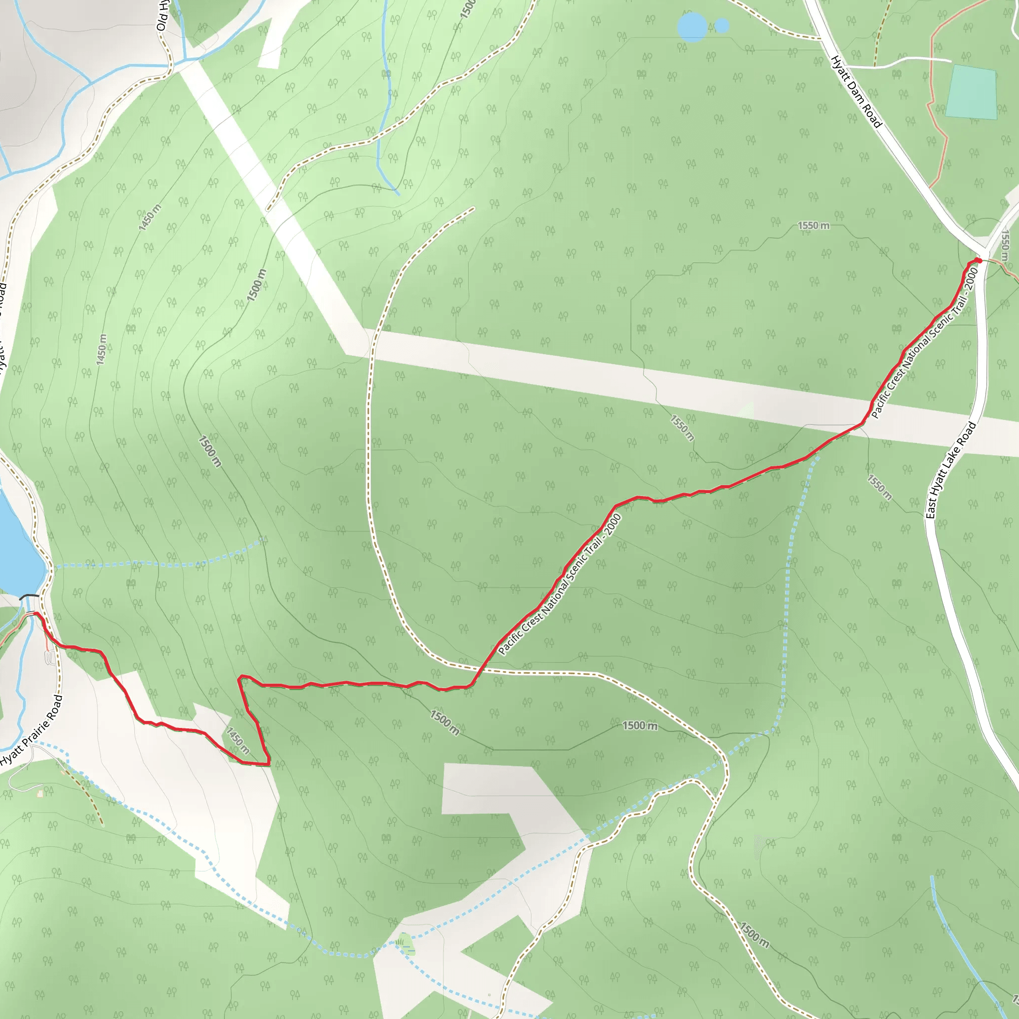 Little Hyatt Reservoir via PCT mobile static map