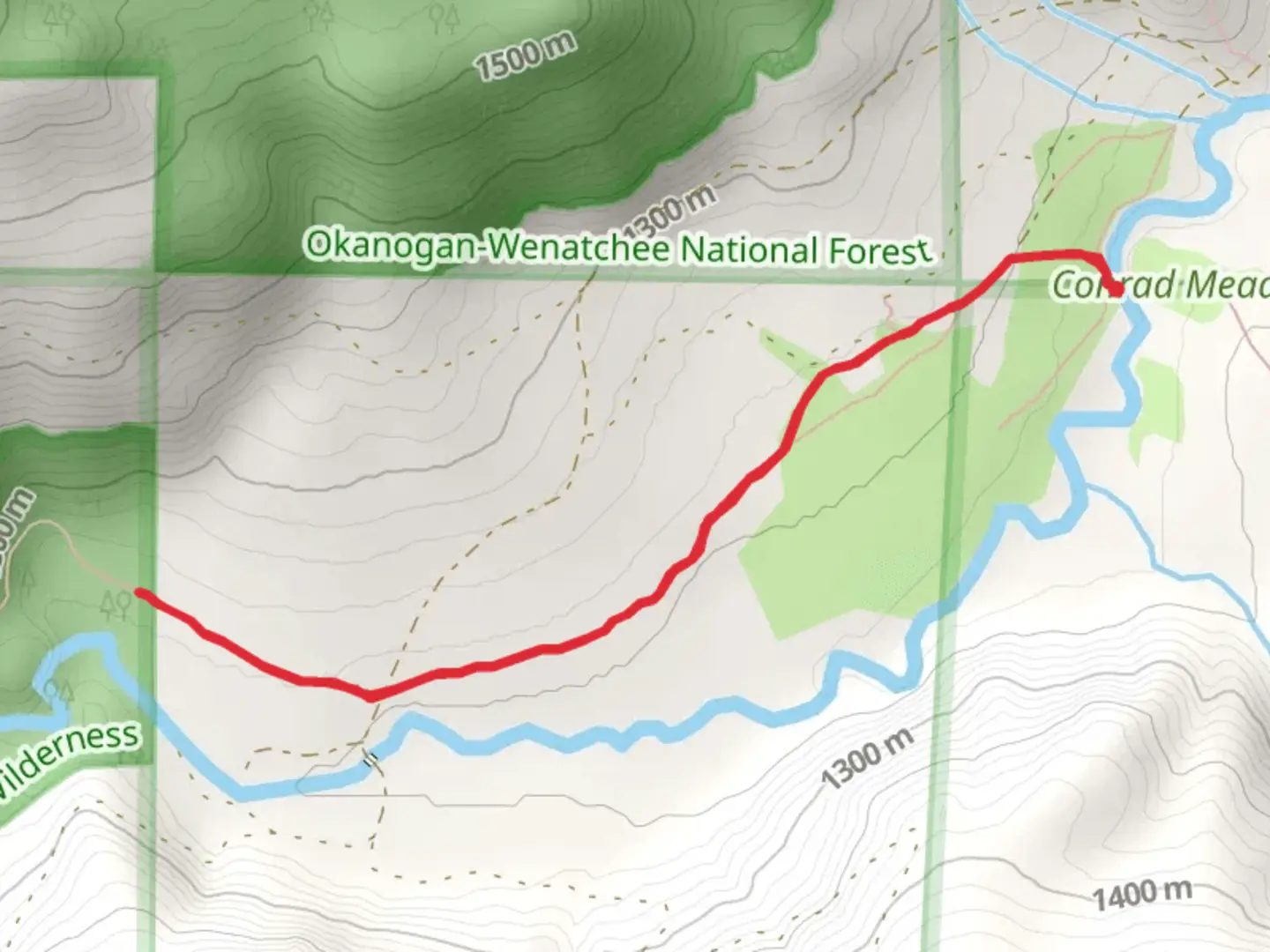 An image depicting the trail Conard Meadows and its surrounding area.