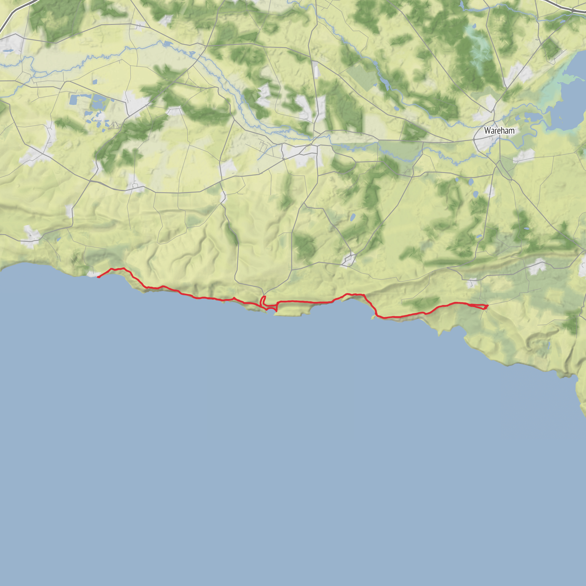 Kimmeridge to Ringstead Ledge via Lulworth Cove mobile static map