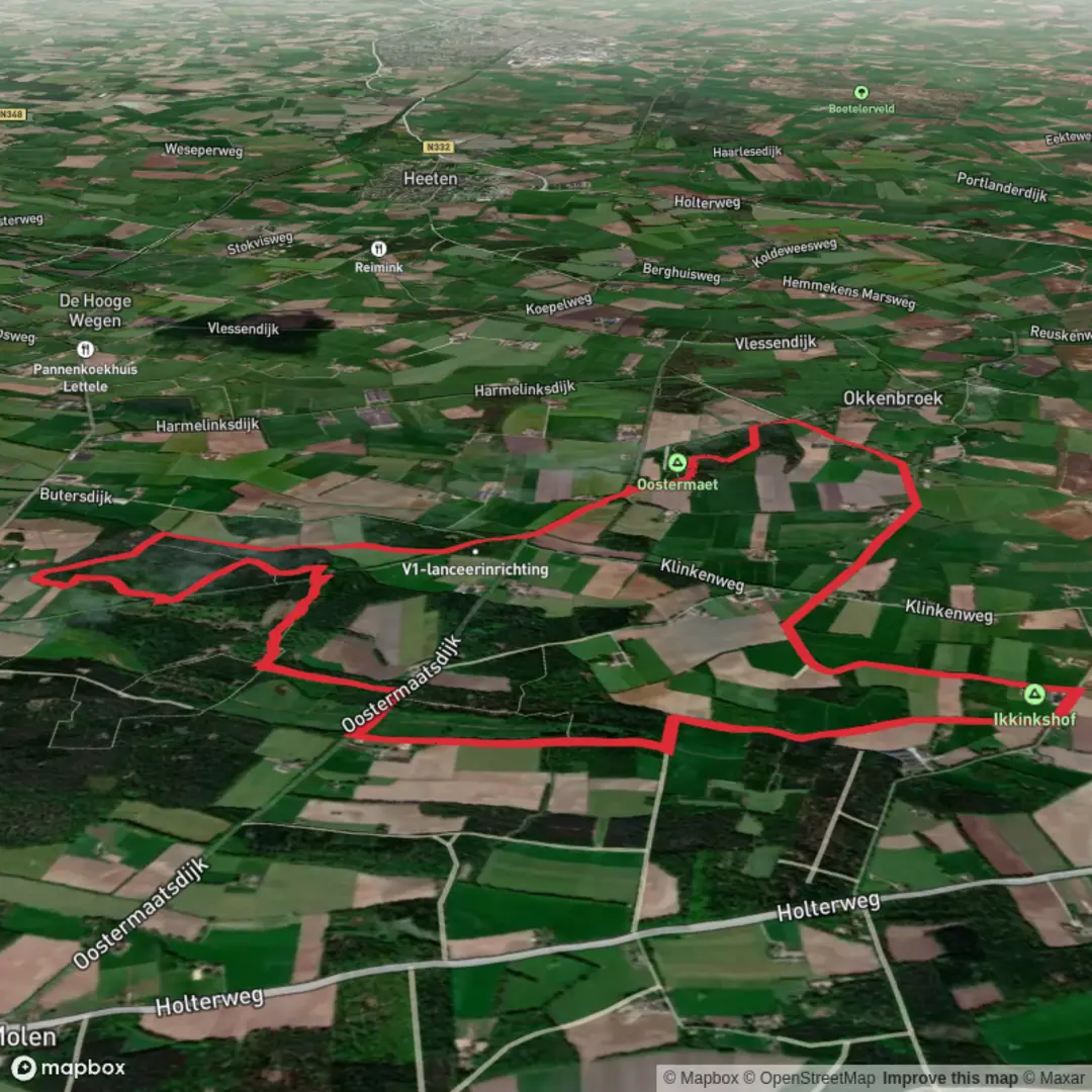 An image depicting the trail Plompmars Weg and Sallaandpad Loop and its surrounding area.