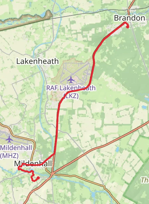 Hike on 5 mile circular Hike from Mildenhall mobile static map
