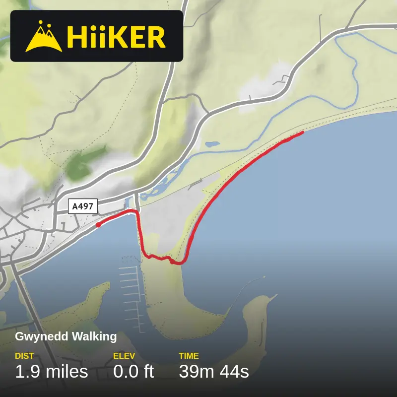 A map preview of the recording Gwynedd Walking.