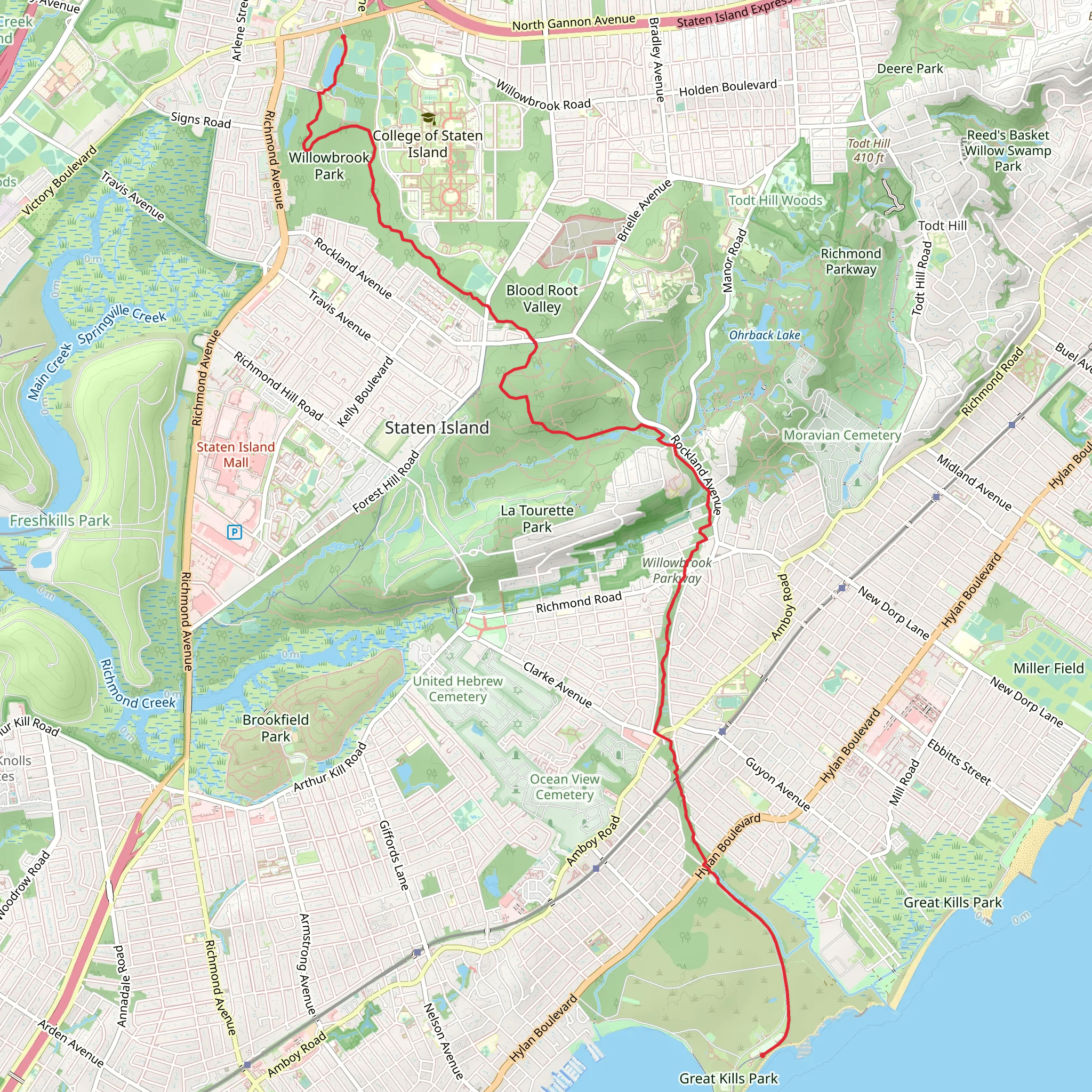 Staten Island from Victory Boulevard mobile static map
