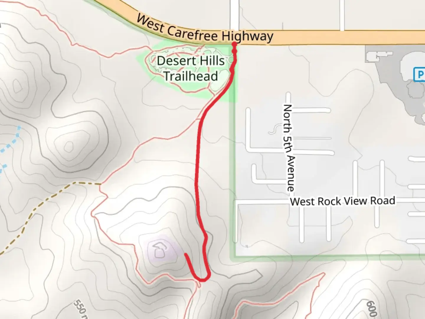 An image depicting the trail North Tower Road and its surrounding area.