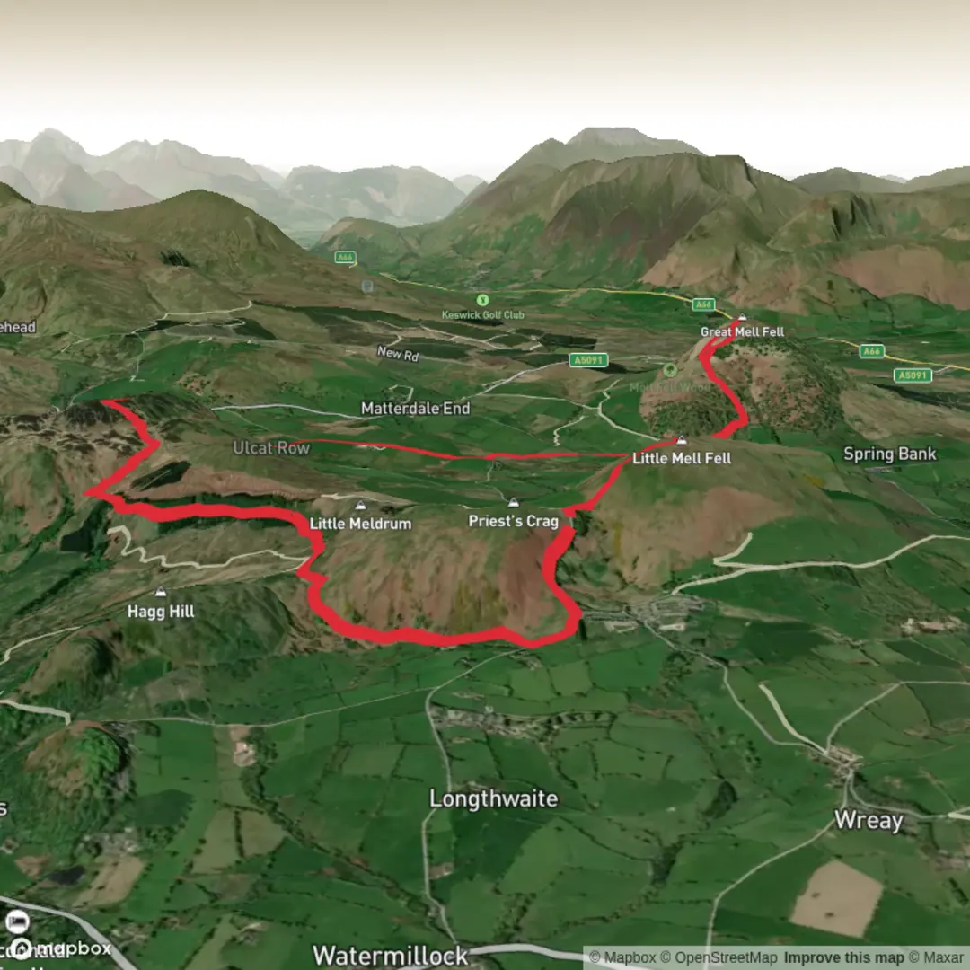 An image depicting the trail Tour du Mell Fell and its surrounding area.