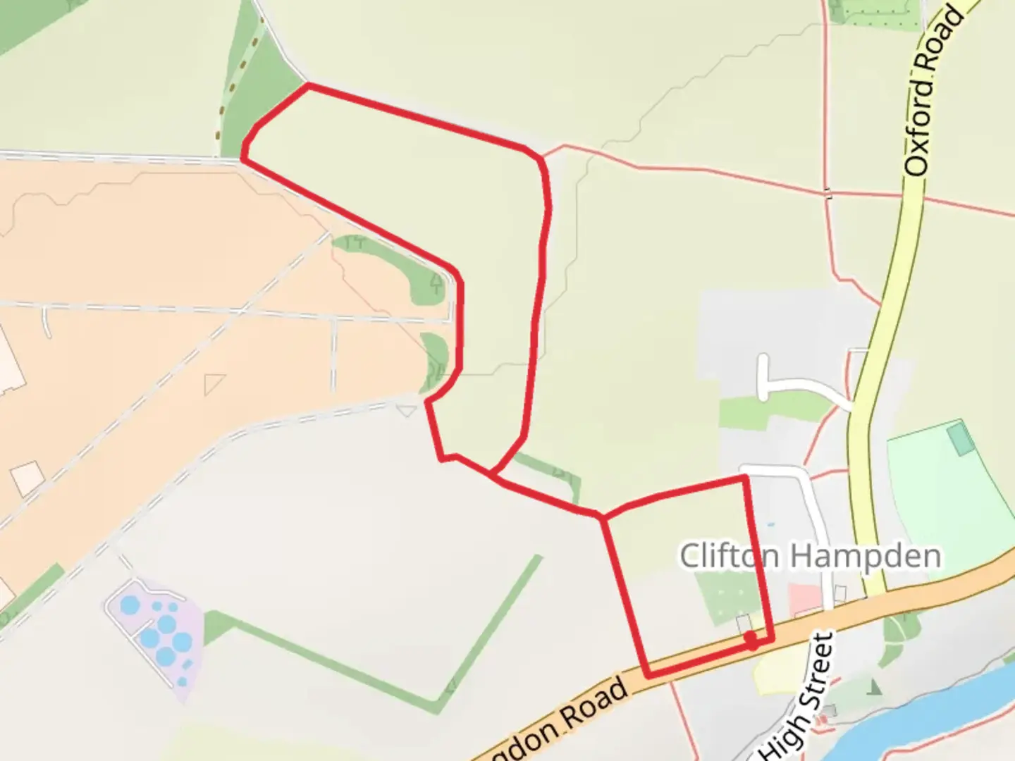 An image depicting the trail Clifton Hampden Loop and its surrounding area.