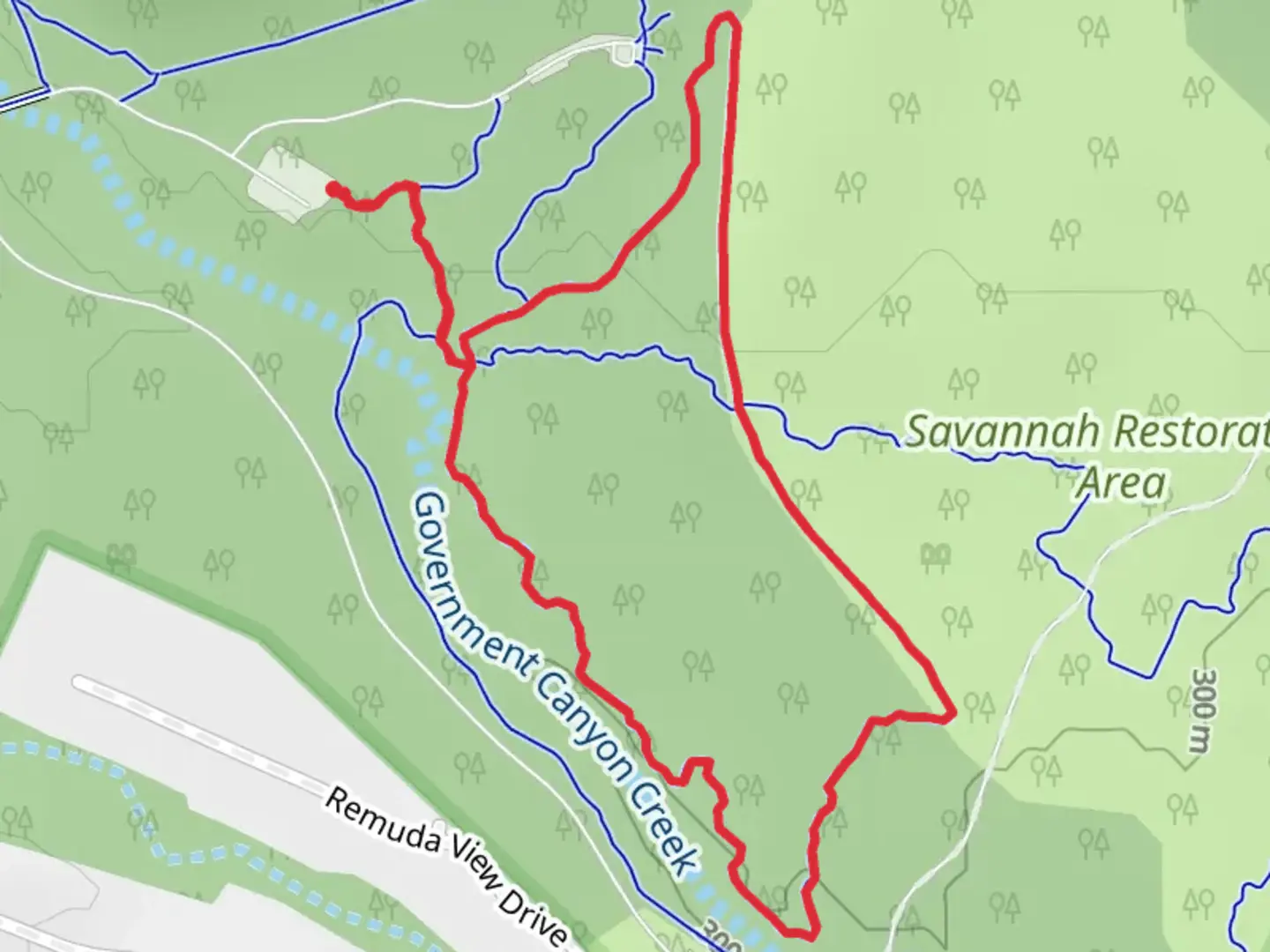 An image depicting the trail Savannah Loop and its surrounding area.