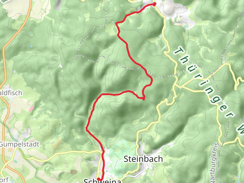 Ruhla to Schweina via Pfeifen Weg