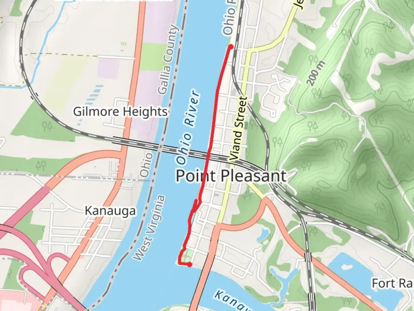 An image depicting the trail Point Pleasant Riverfront Park and Point Pleasant Walking Trail and its surrounding area.