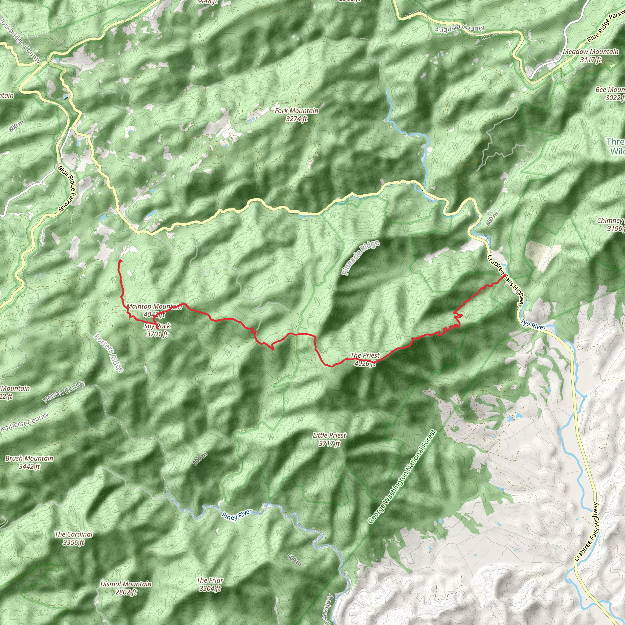 Appalachian Trail from Spy Rock Road mobile static map