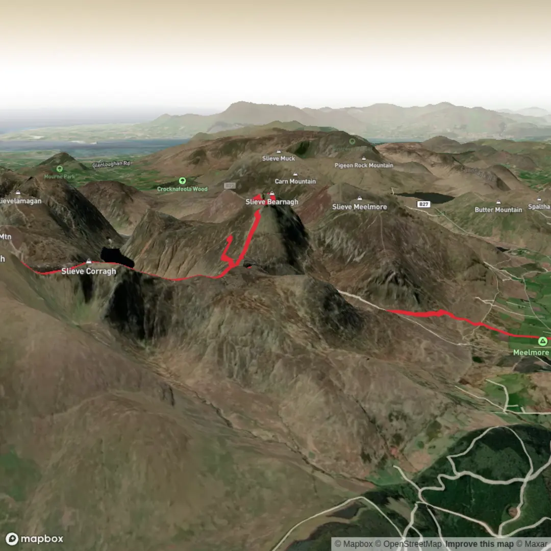 An image depicting the trail Mournes May 2026 - Day 2 and its surrounding area.
