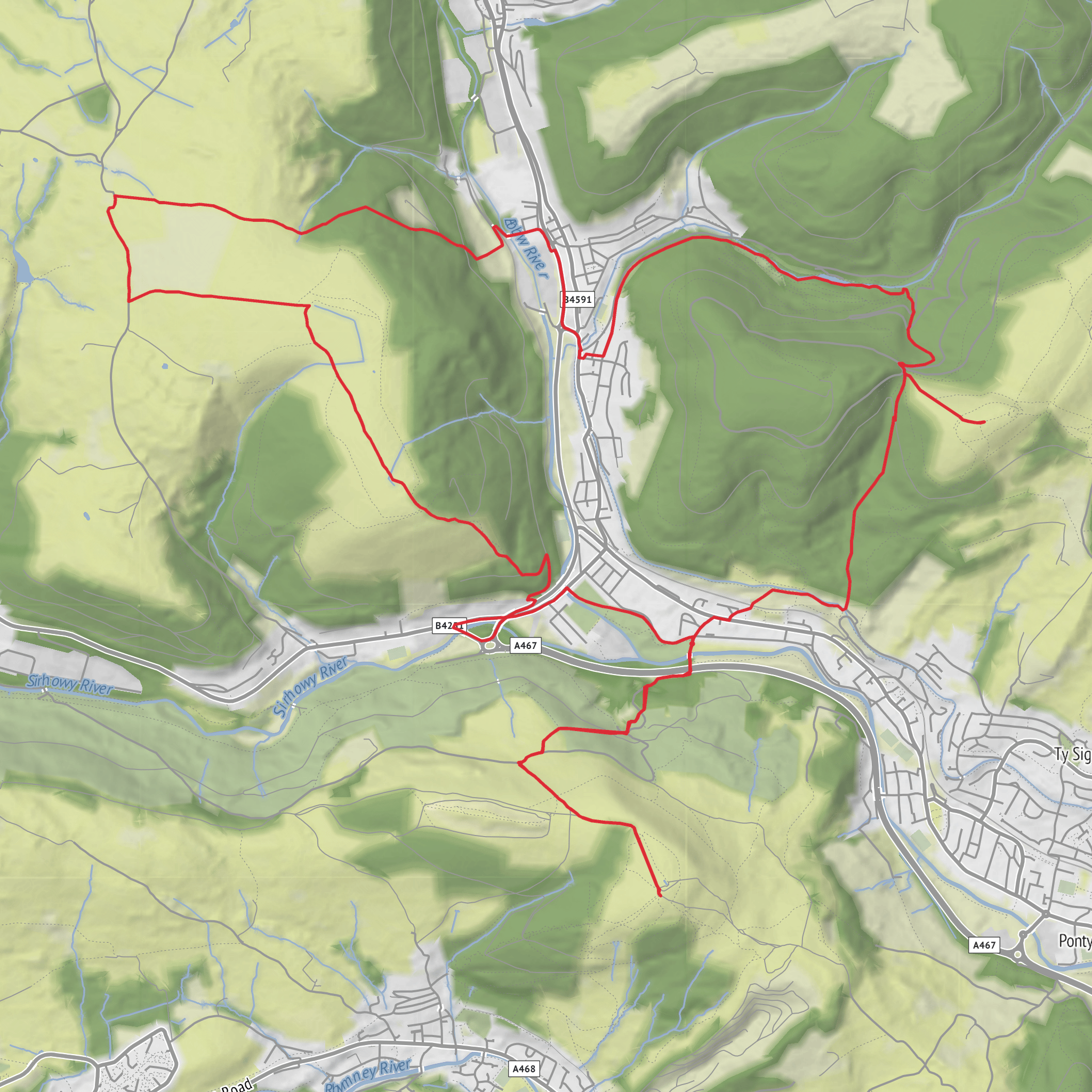 South East Wales 3 Peaks mobile static map