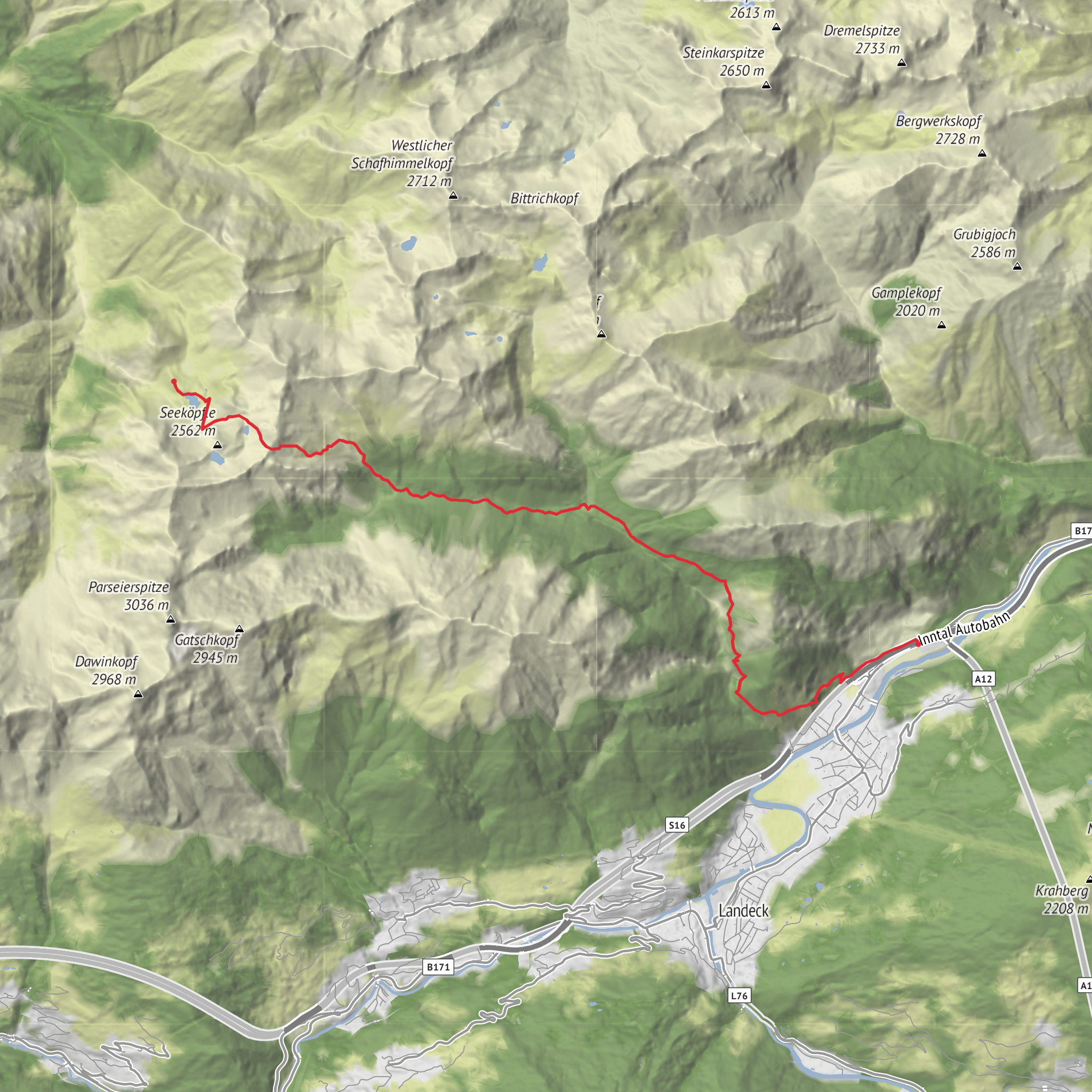 Hike from Zams via Gehren mobile static map