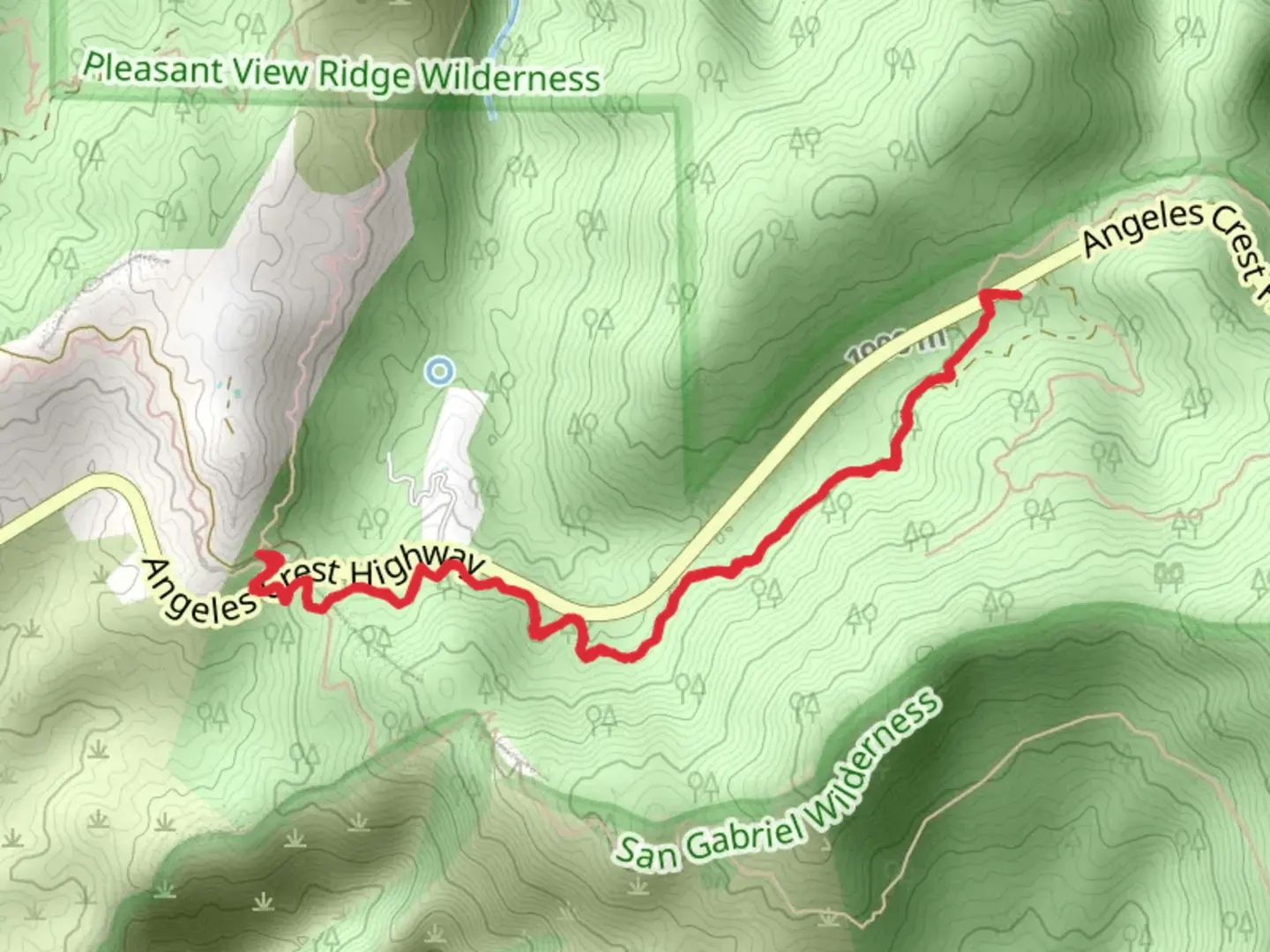 An image depicting the trail Three Points PCT Out and Back and its surrounding area.