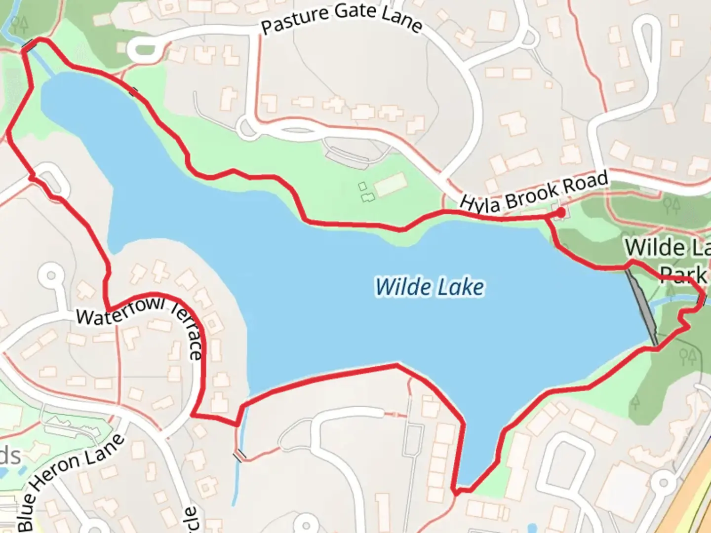 An image depicting the trail Wilde Lake Loop and its surrounding area.