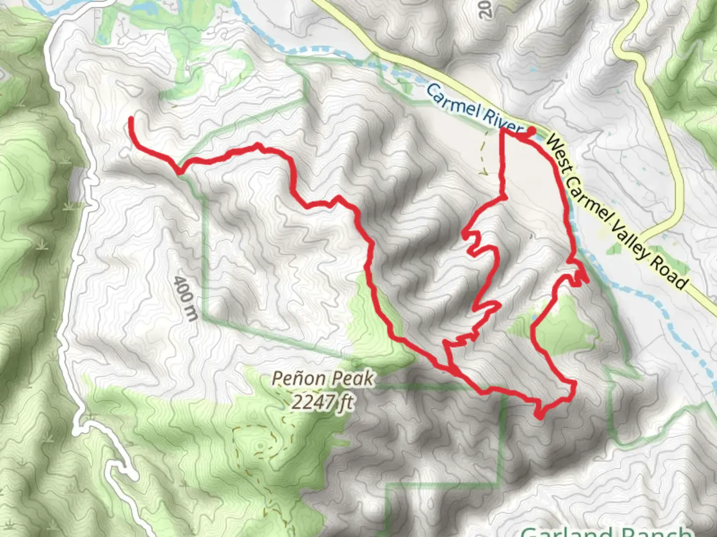 An image depicting the trail Waterfall Trail, Snively's Ridge Trail and Sage Trail Loop and its surrounding area.