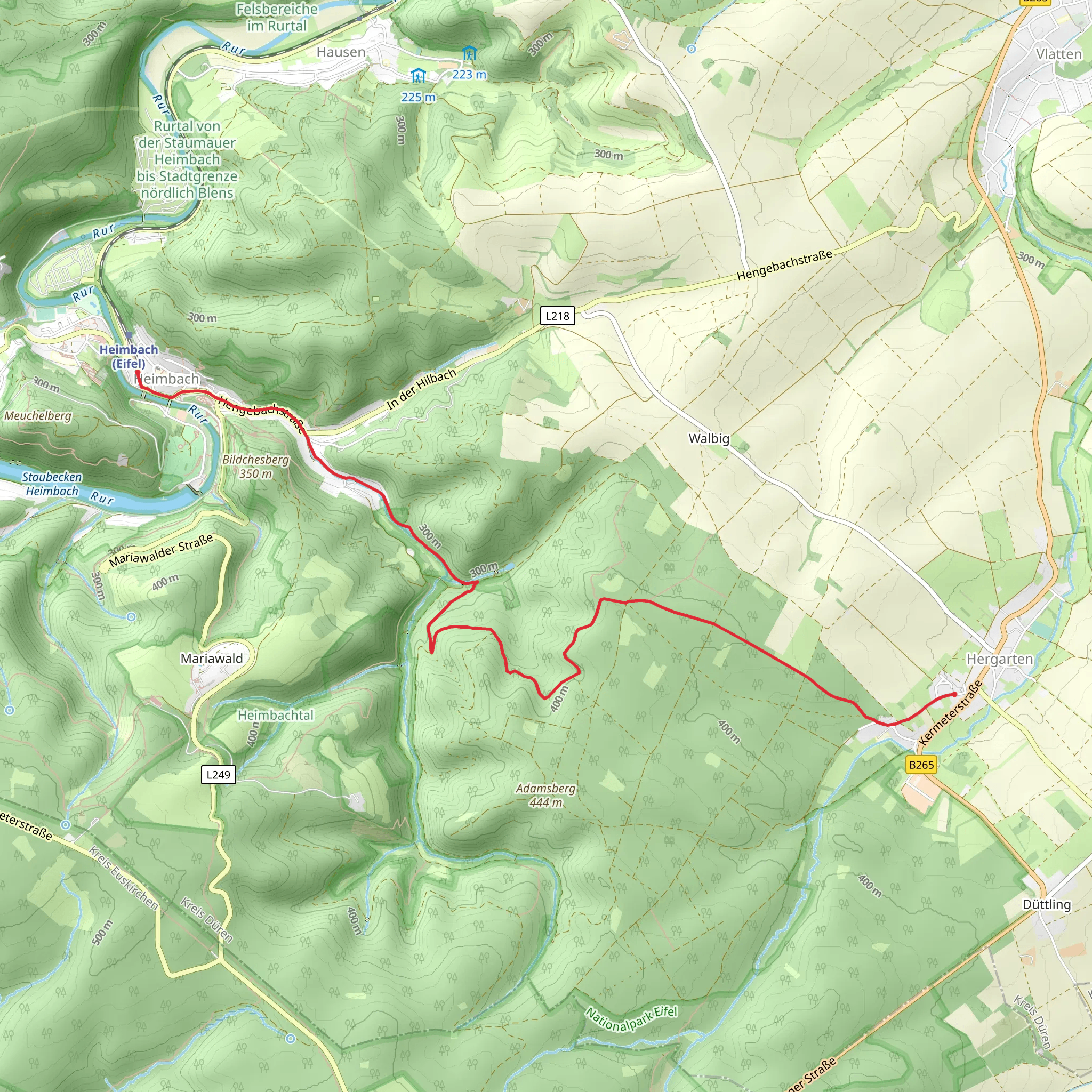 Hergarten to Heimbach via Jaegerpfad mobile static map
