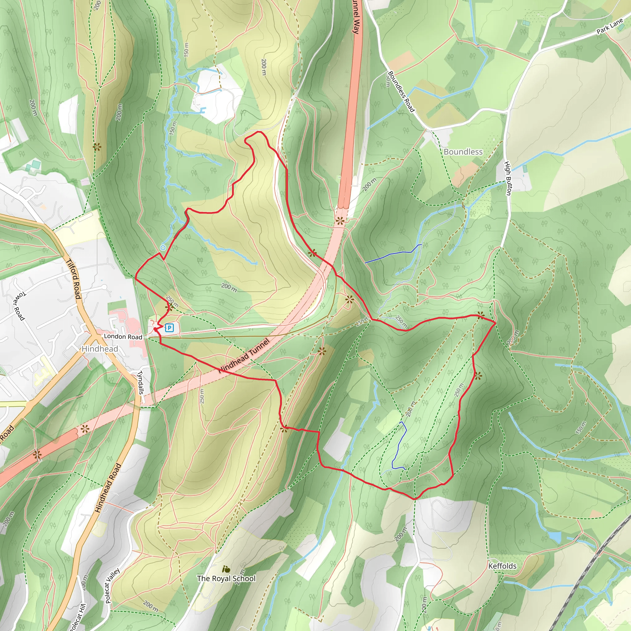 Hurt Hill, Devil's Punch Bowl via Greensand Way mobile static map