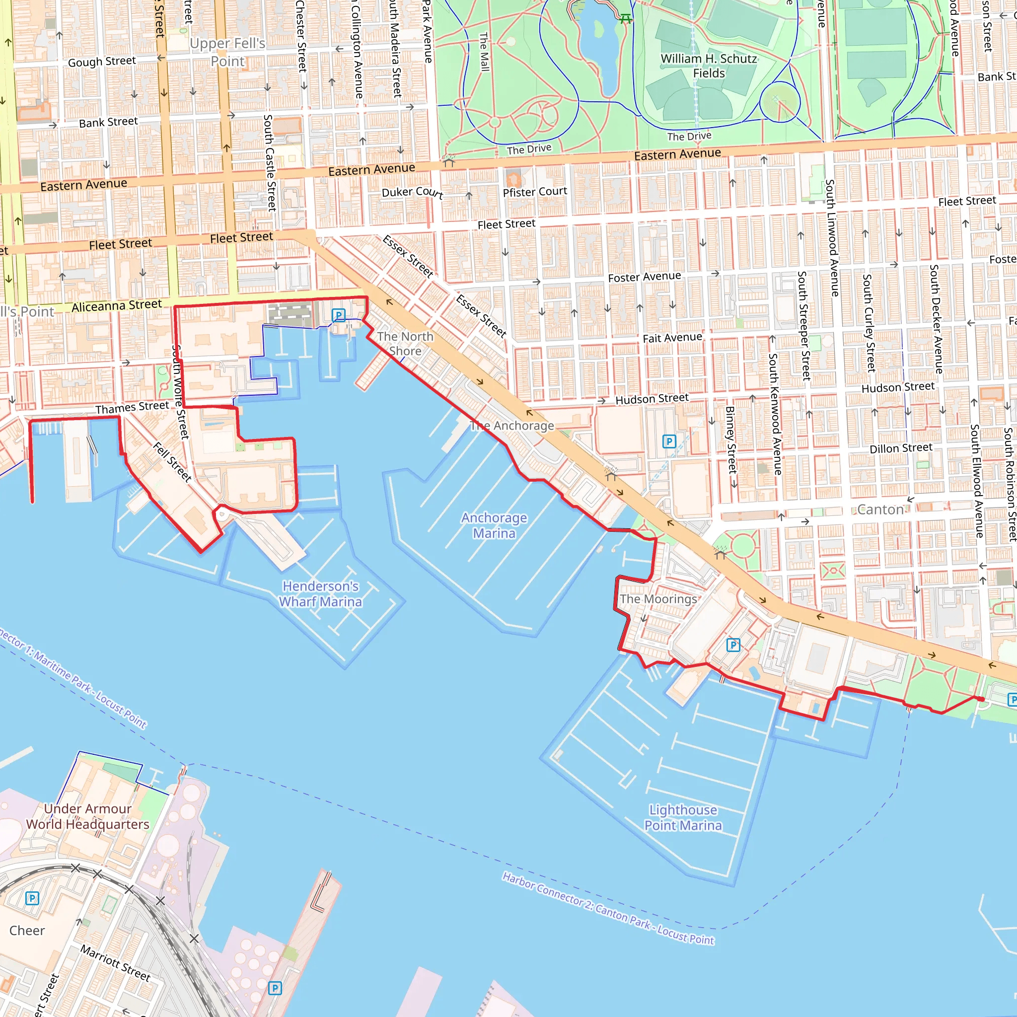Baltimore Waterfront Promenade mobile static map