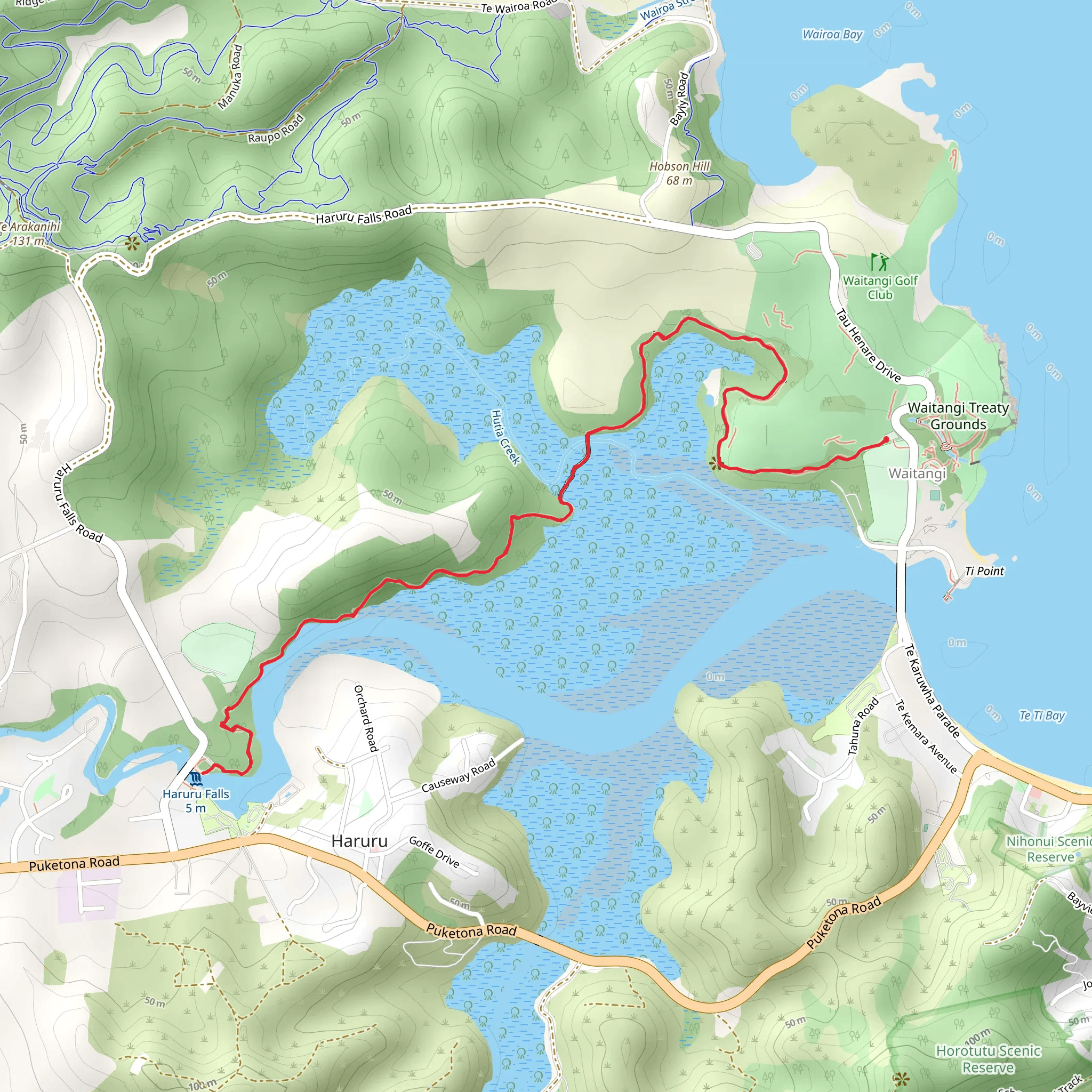 Waitangi to Haruru Falls Trail mobile static map
