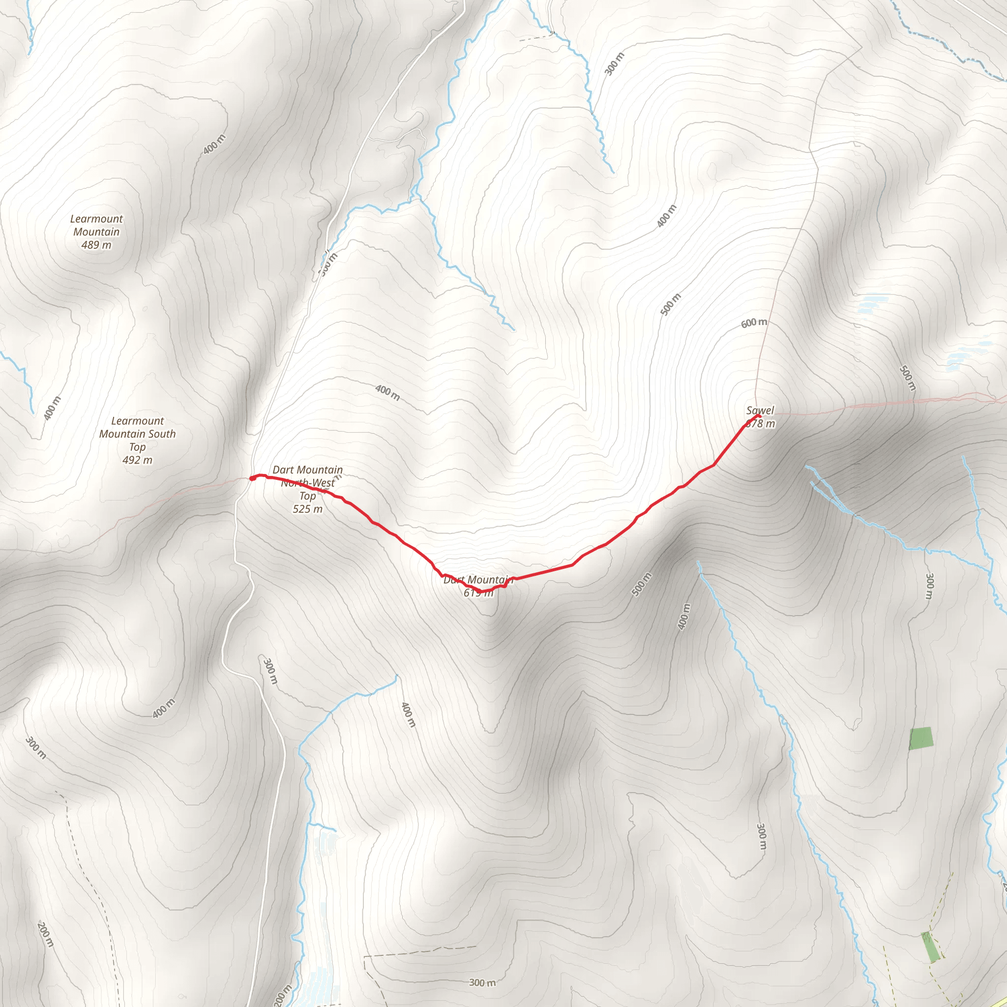 Sawel Summit via Dart Mountain mobile static map