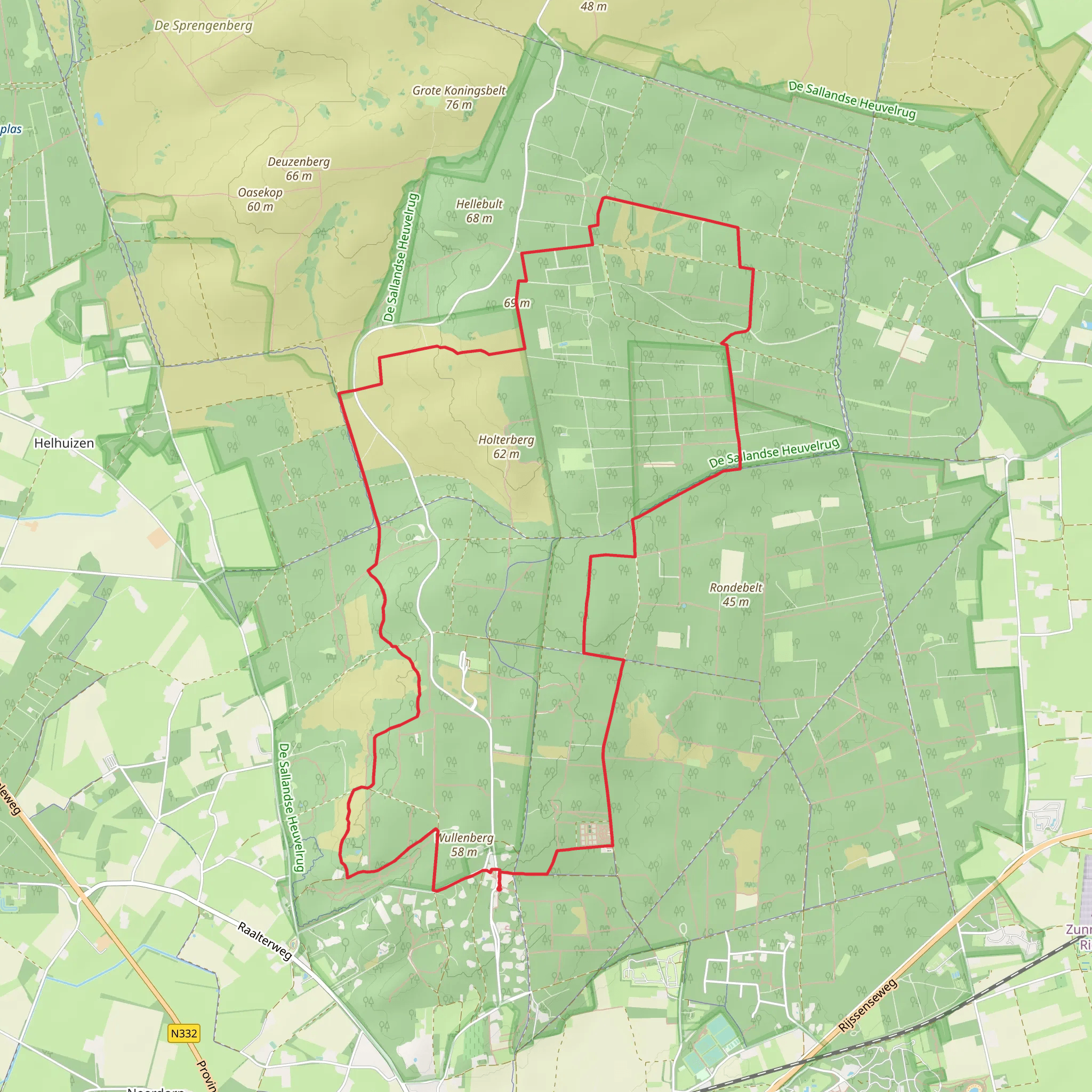 Wullenberg and Hegejanskamp via Klimpad Holterberg mobile static map