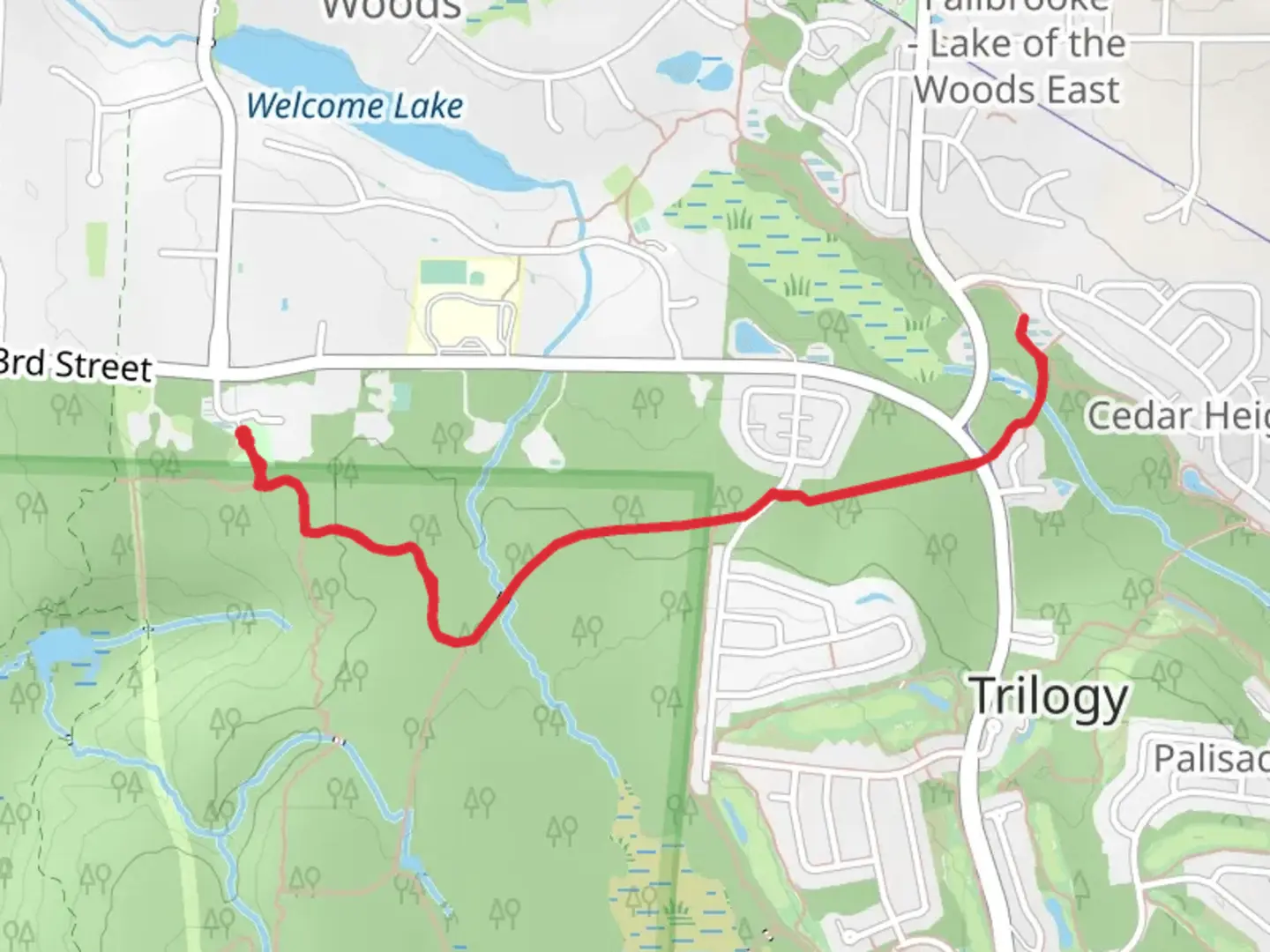 An image depicting the trail Collin Creek Trail and its surrounding area.