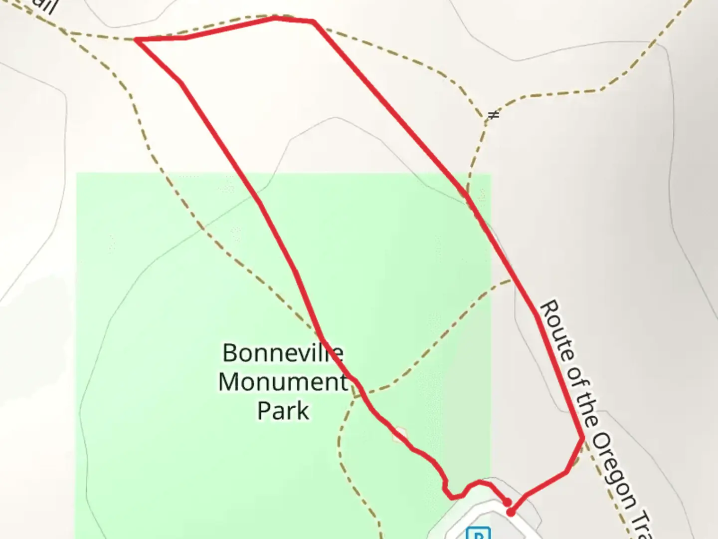 An image depicting the trail Bonneville Park Loop and its surrounding area.