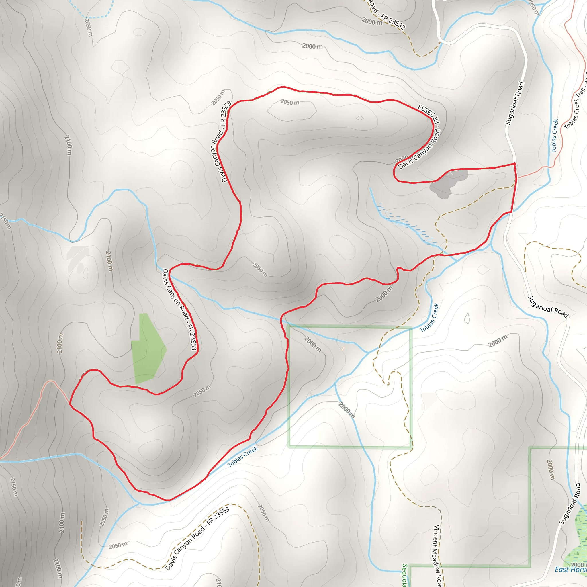 Forest Route 24S53 via Tobias Creek Loop mobile static map