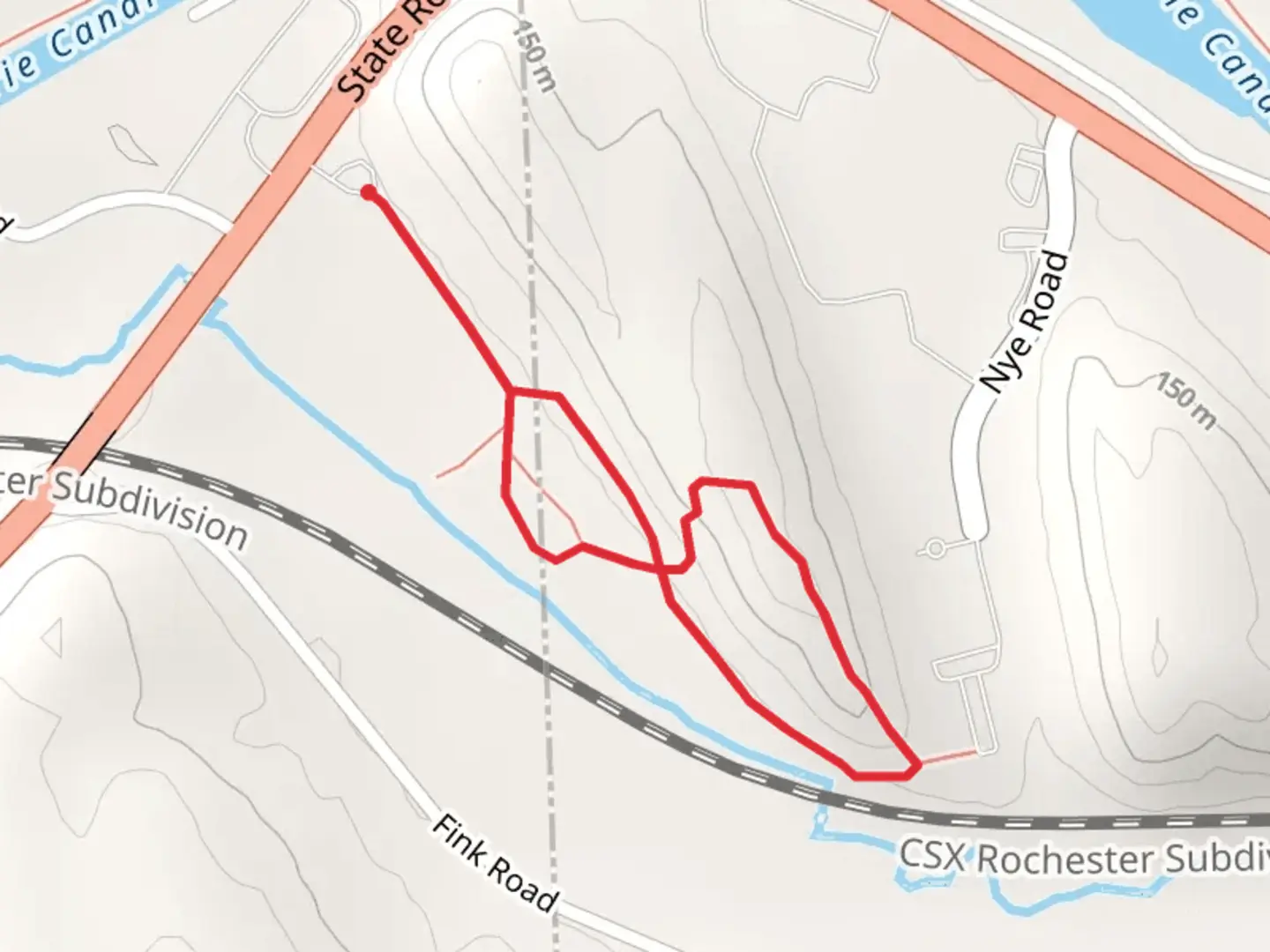 An image depicting the trail Time Study Trail and Forestry Trail Loop and its surrounding area.