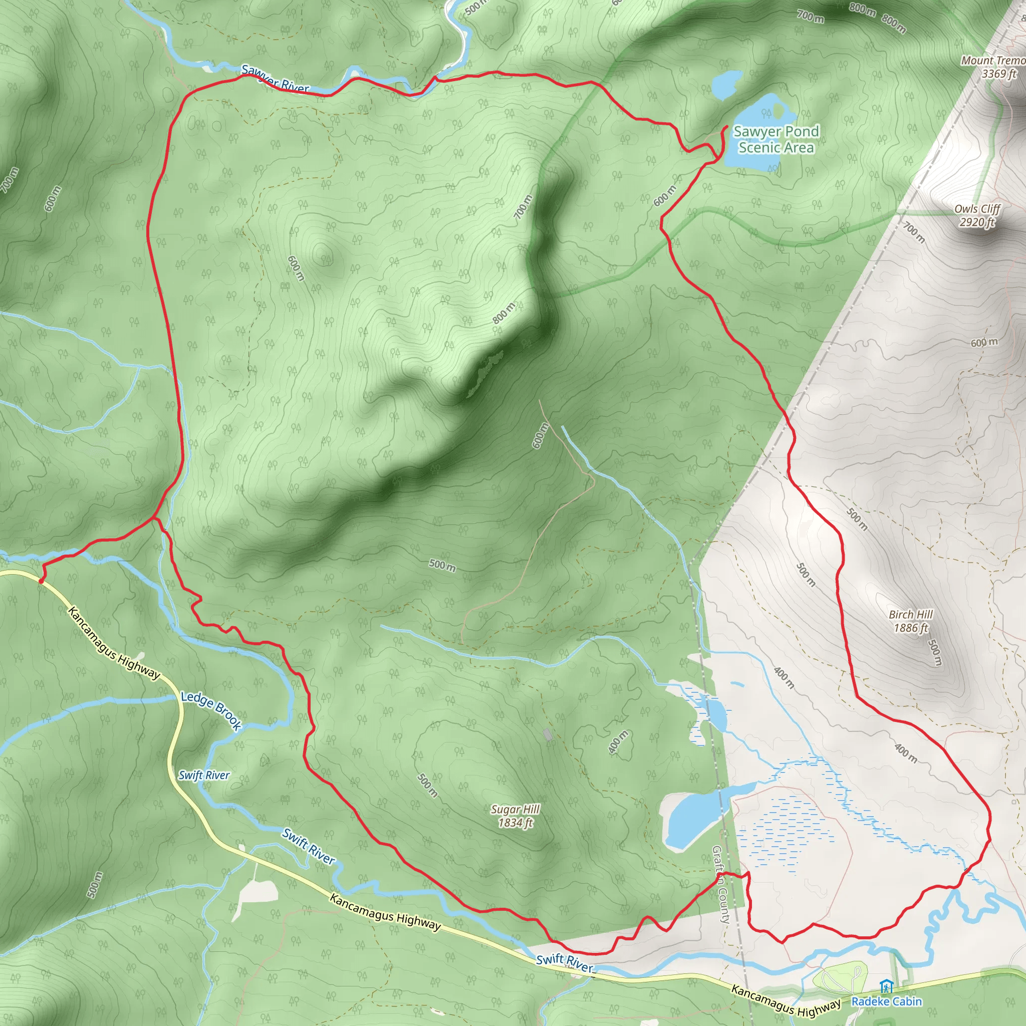Sawyer River and Sawyer Pond Trail mobile static map