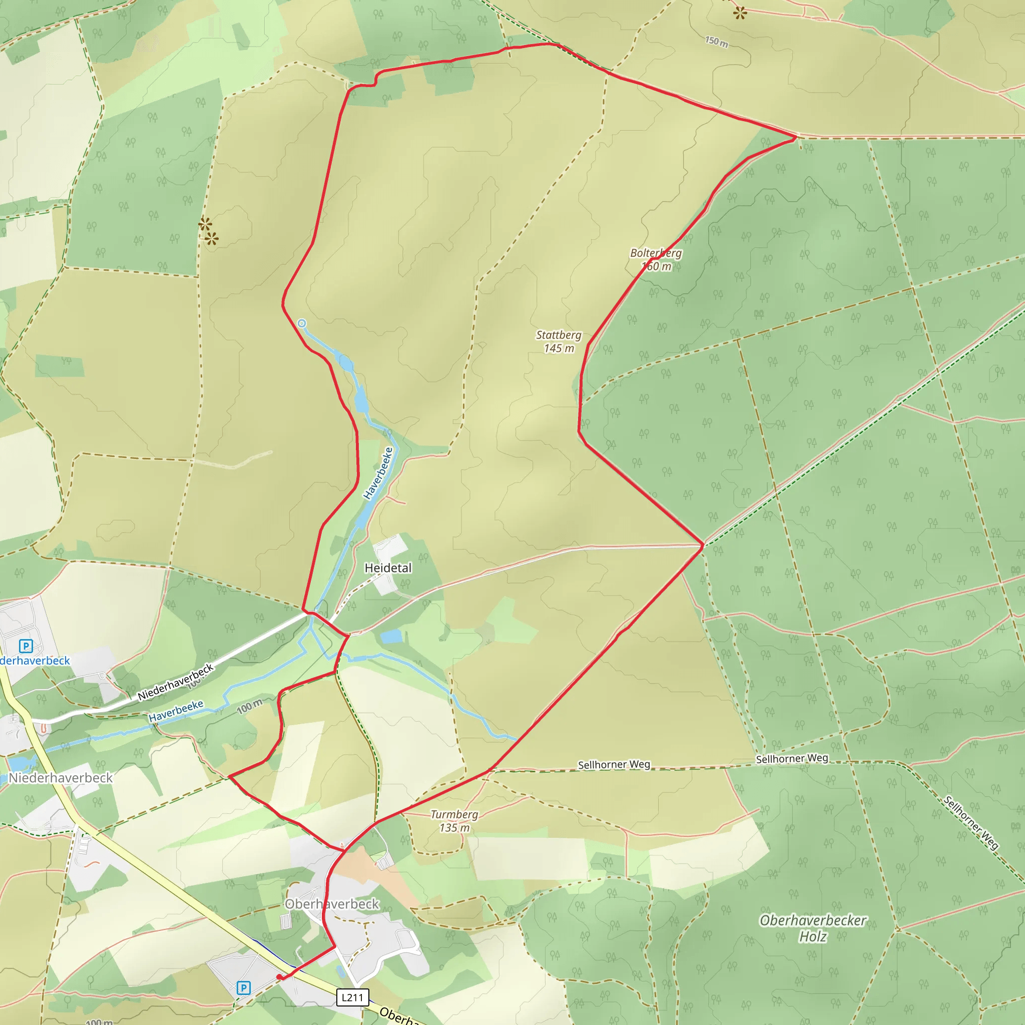 Bolterberg via Rundwanderweg Oberhaverbeck mobile static map