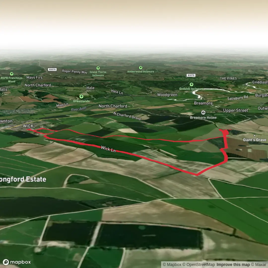 An image depicting the trail Downton Wick La Miz Maze Loop and its surrounding area.