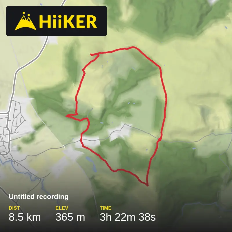 A map preview of the recording Roseberry Toppings, Captain Cook’s monument loop.