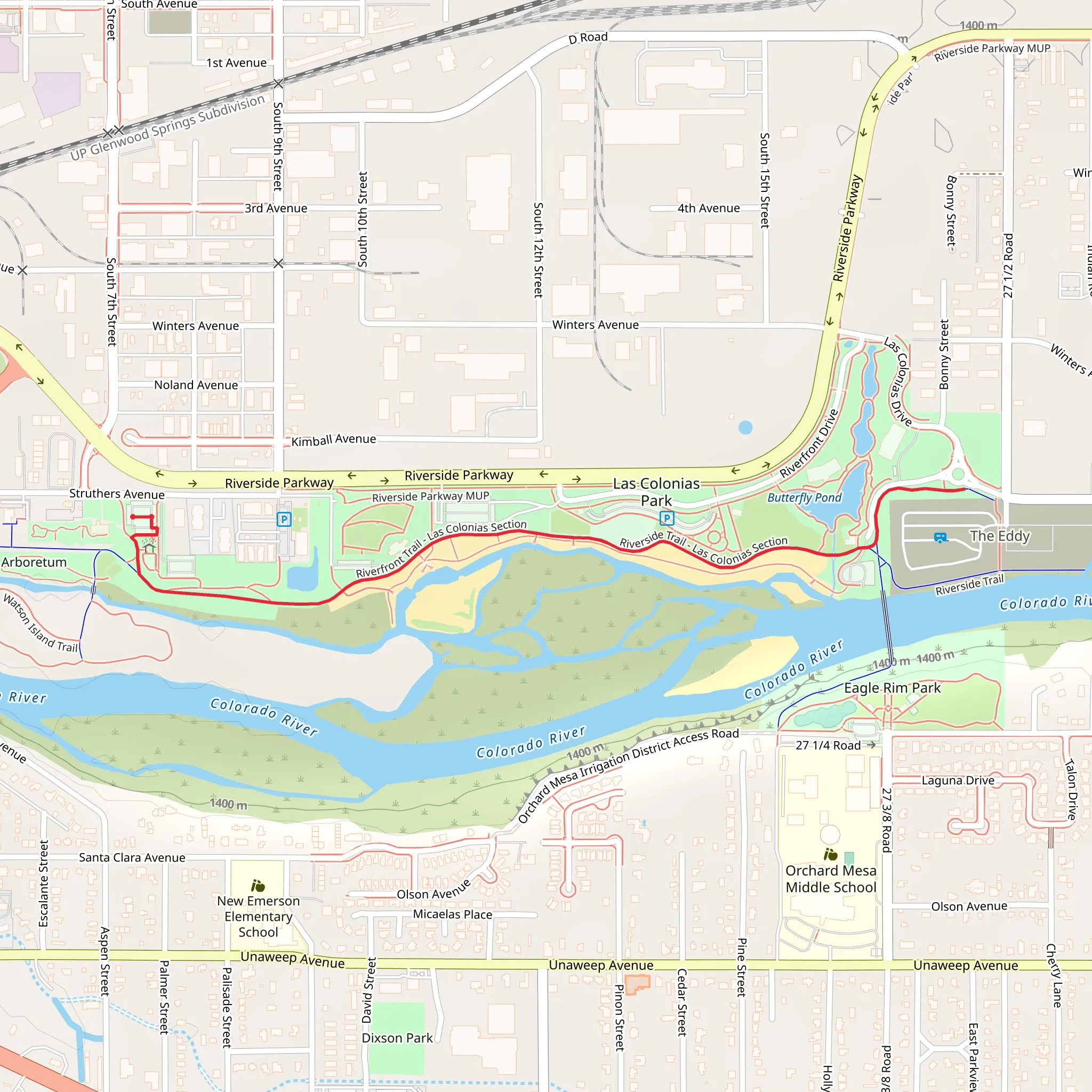 Riverside Trail - Las Colonias Section mobile static map