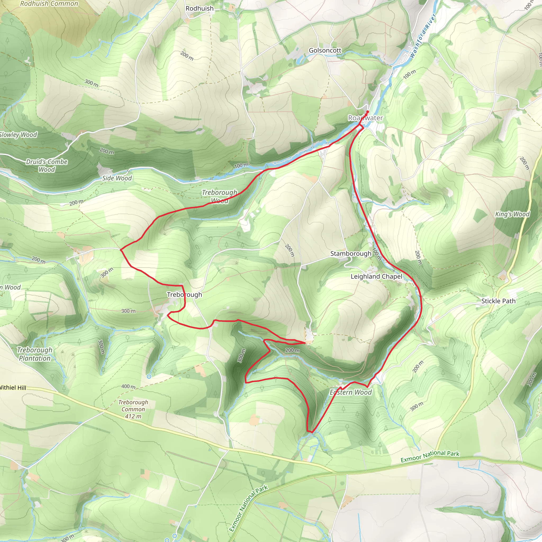 Roadwater and the Brendon Hills Loop mobile static map