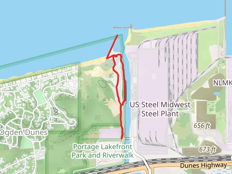 Portage Lakefront Park and Riverwalk Loop