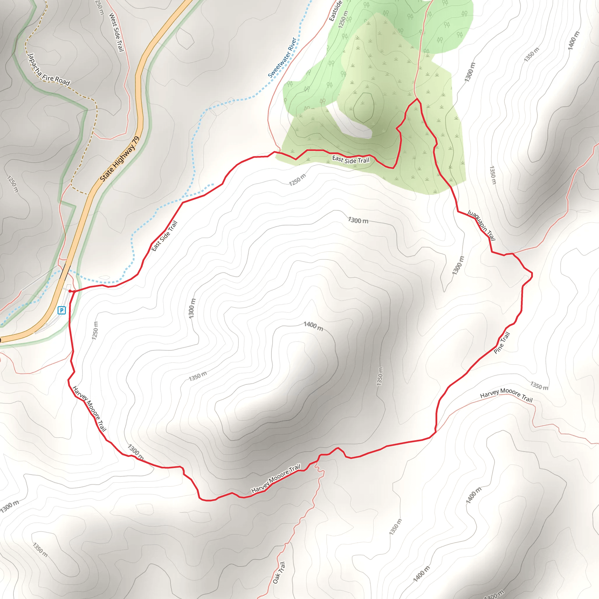 Harvey Mooore Trail and East Side Loop Trail mobile static map