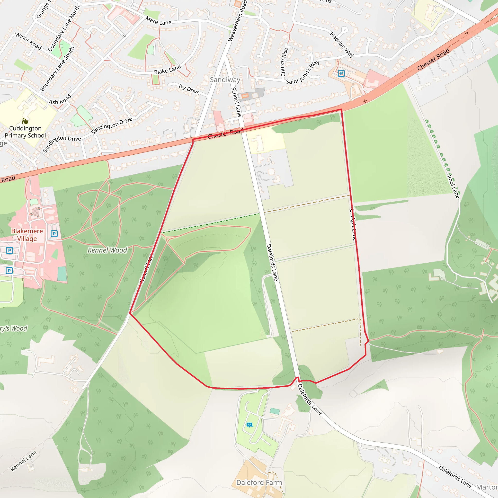 Dalefords Lane Loop mobile static map