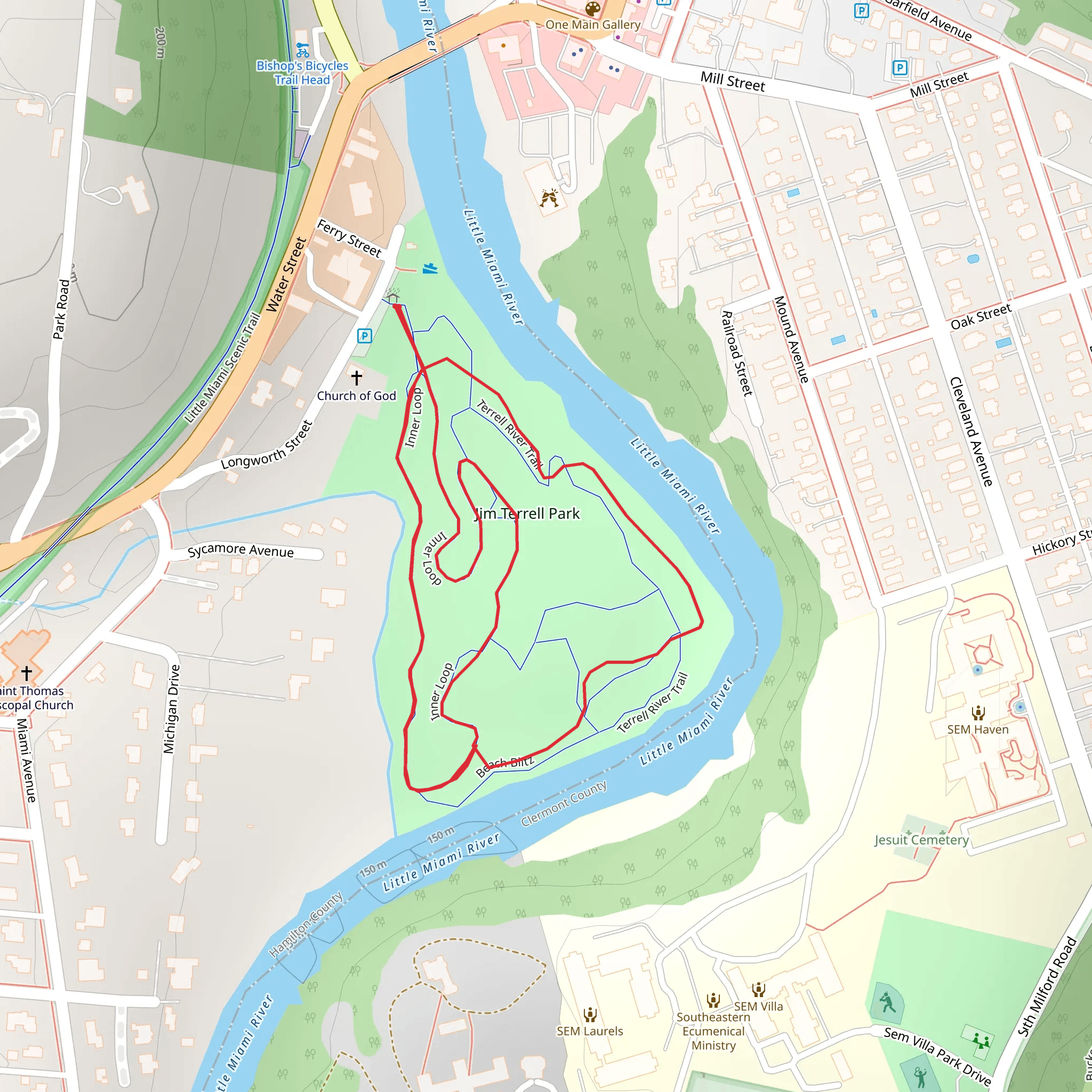 Little Miami River and Terrell Park Trail mobile static map
