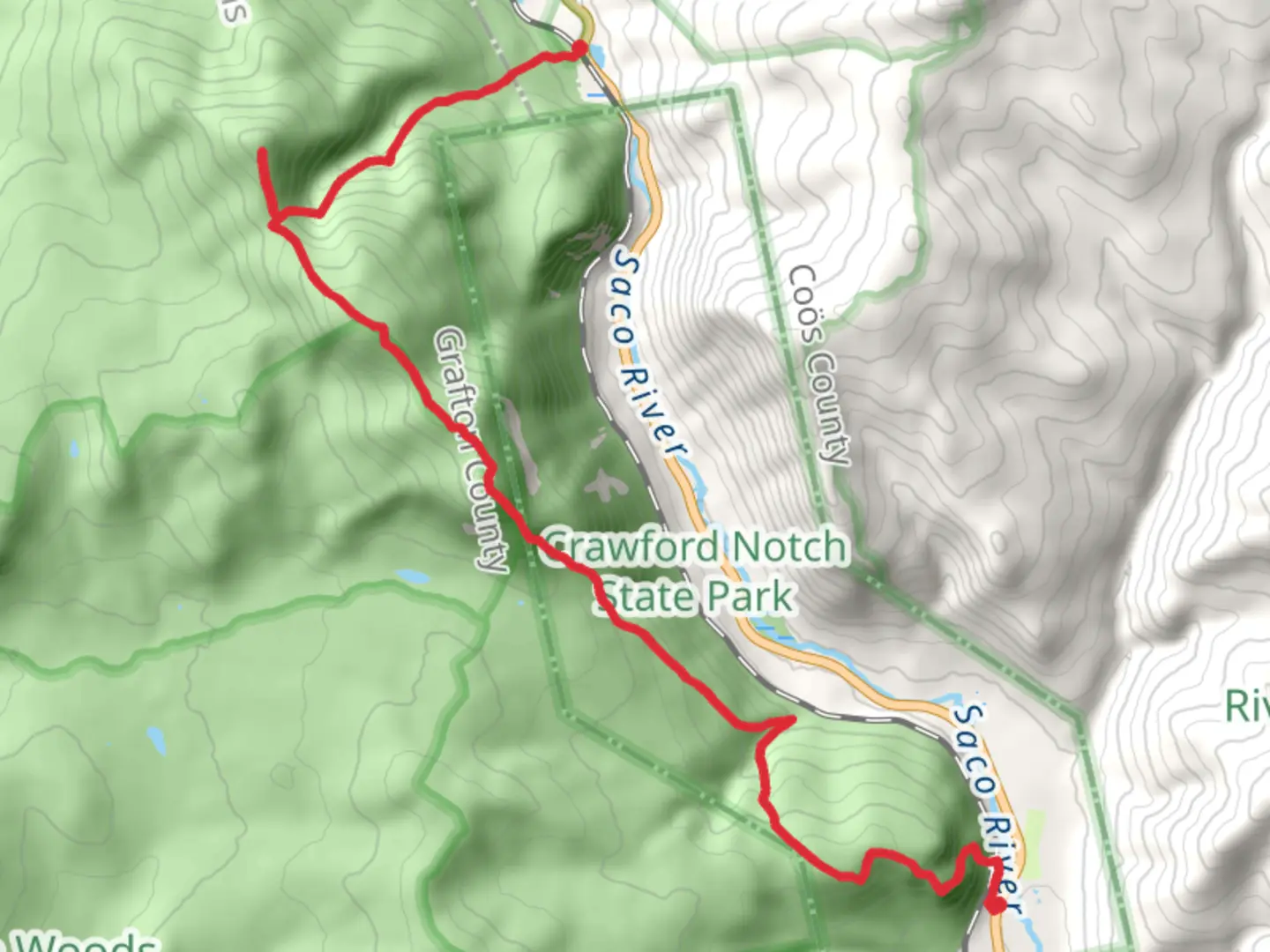 An image depicting the trail Avalon Trail to Frankenstein Cliff Trail and its surrounding area.