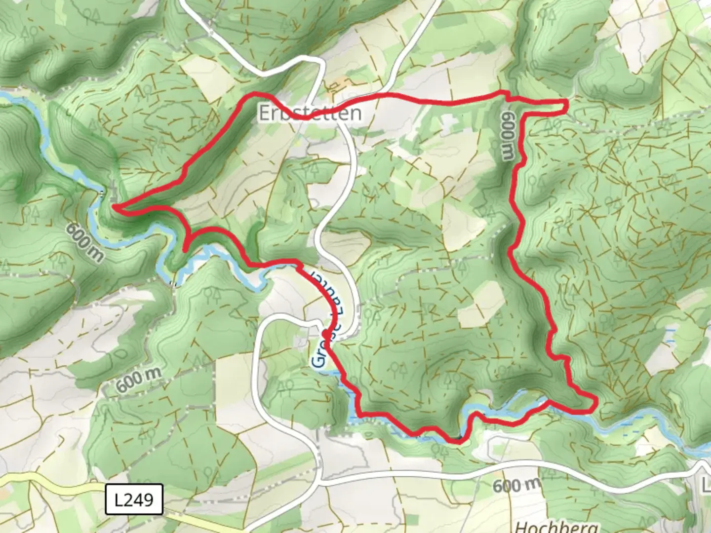 An image depicting the trail Burgfelsenpfad and Schwaebische-Alb-Oberschwaben Weg Loop and its surrounding area.