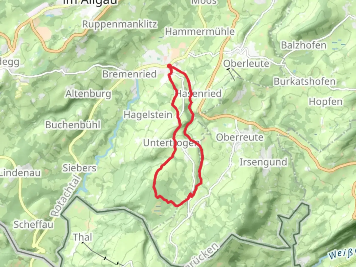 An image depicting the trail Hausbachklamm and Wandertrilogie Loop and its surrounding area.