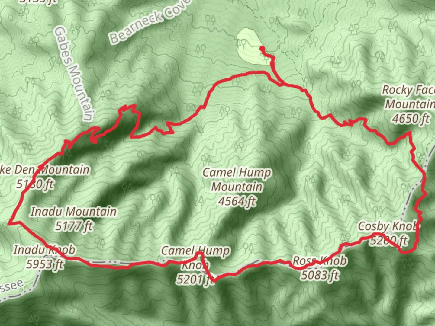 An image depicting the trail Snake Den Mountain and Appalachian and Low Gap Loop Trail and its surrounding area.