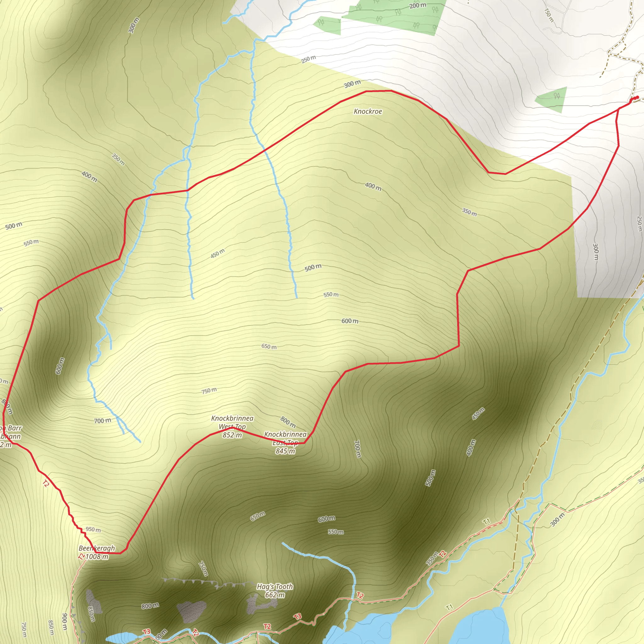 Beenkeragh and Stumpa Bharr na hAbhann Loop via Caltramore mobile static map