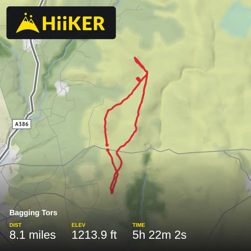 A map preview of the recording Bagging Tors.