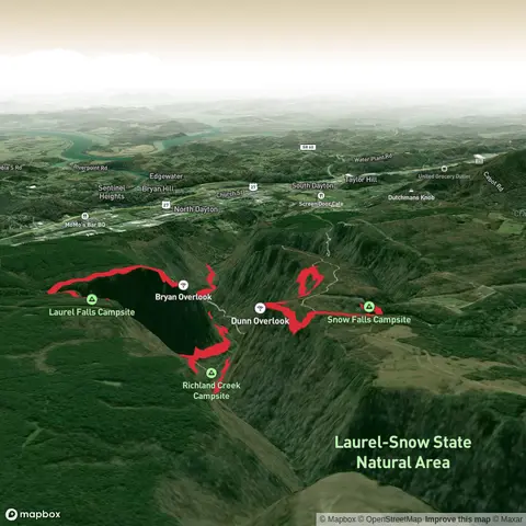 Dunn Overlook, Snow Falls, Laurel Falls and Bryan Overlook