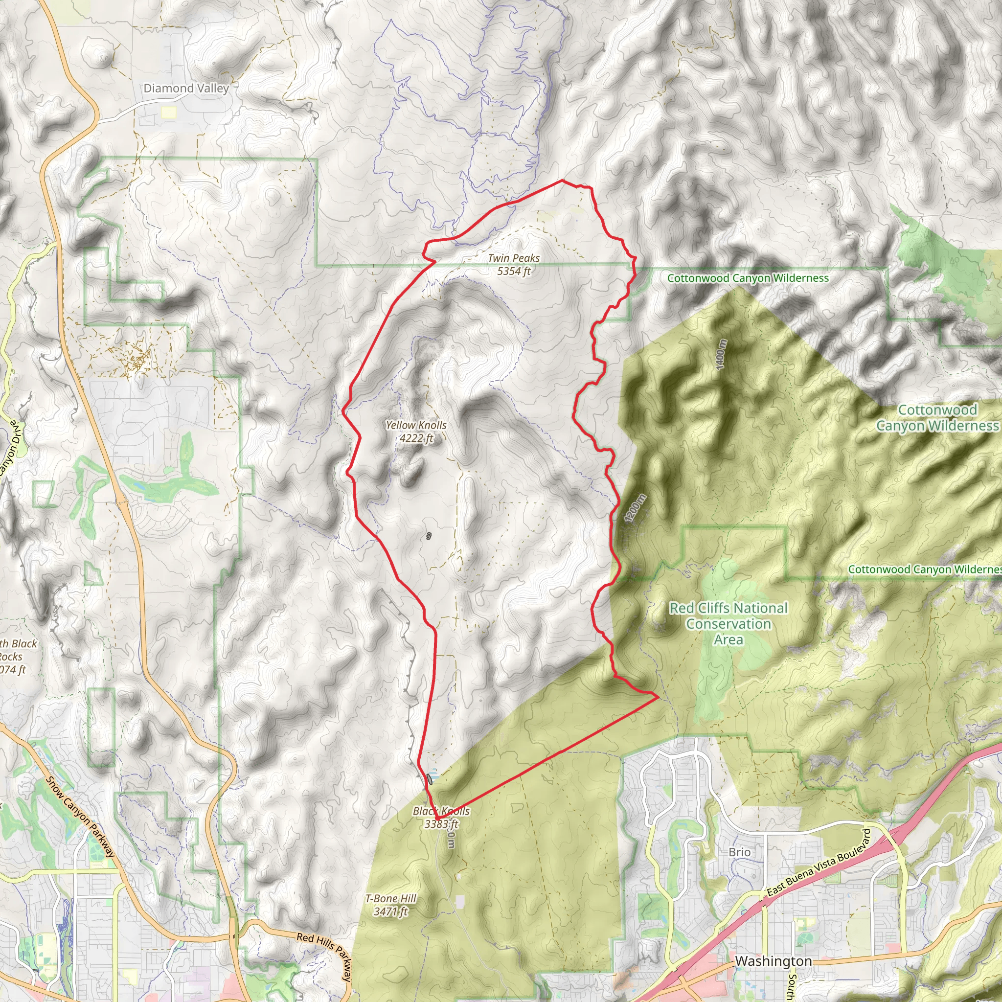 Yellow Knolls and Ice House Trail mobile static map