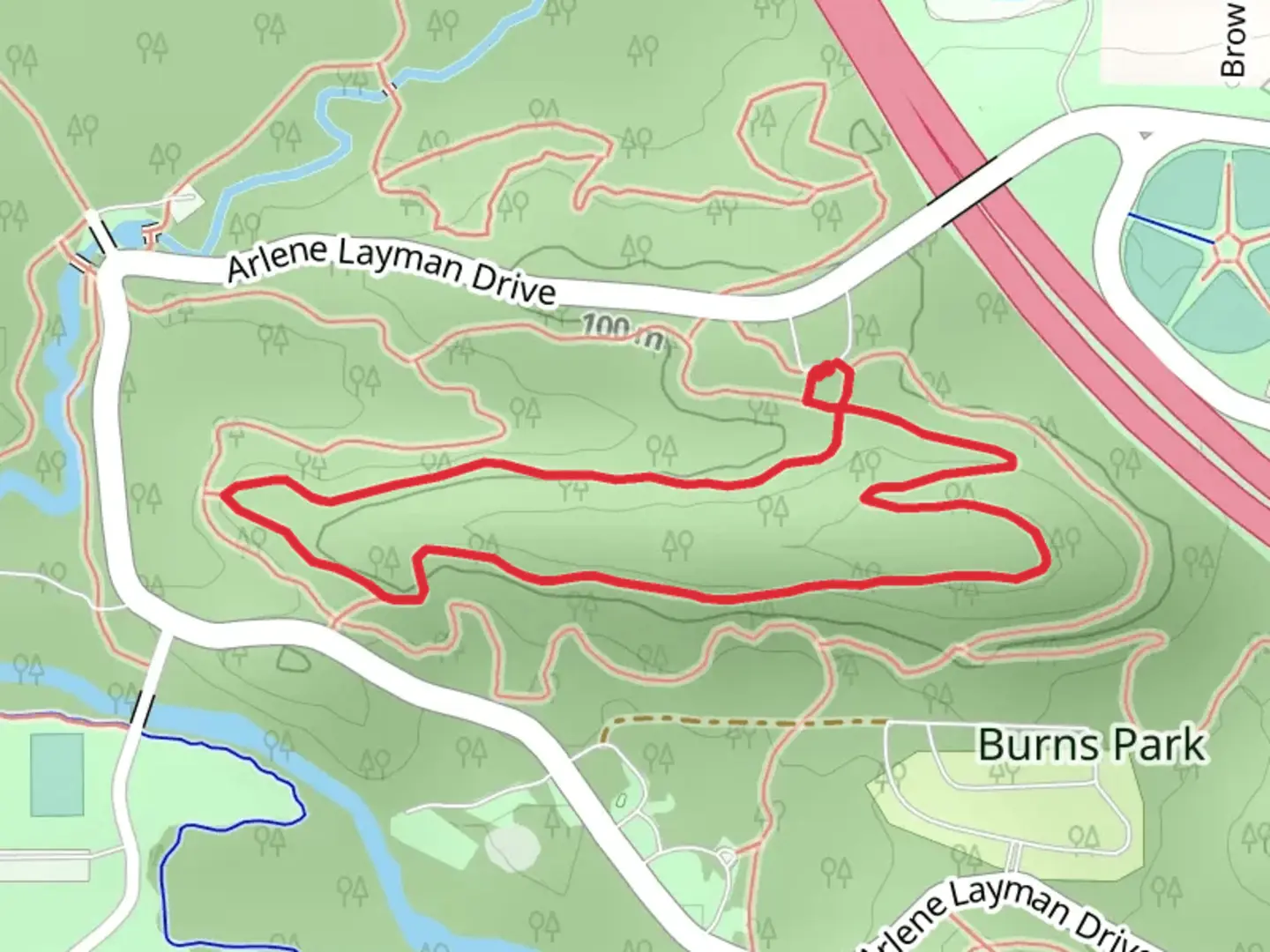 An image depicting the trail Red Loop Trail and its surrounding area.