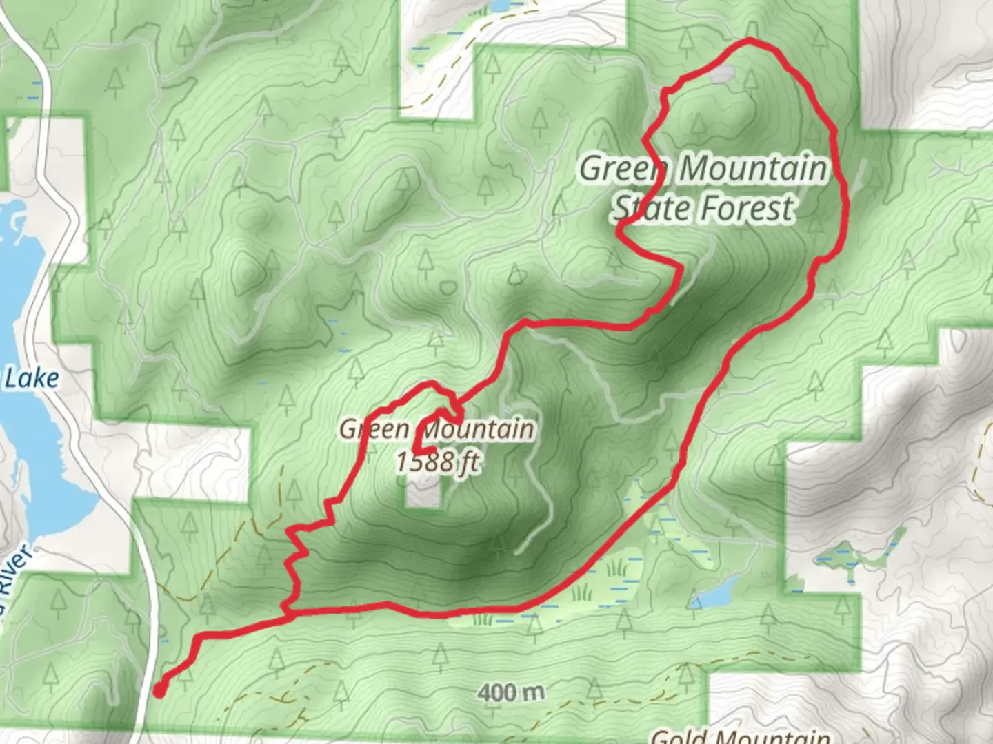 An image depicting the trail Wildcat Trail and Gold Creek Trail and its surrounding area.